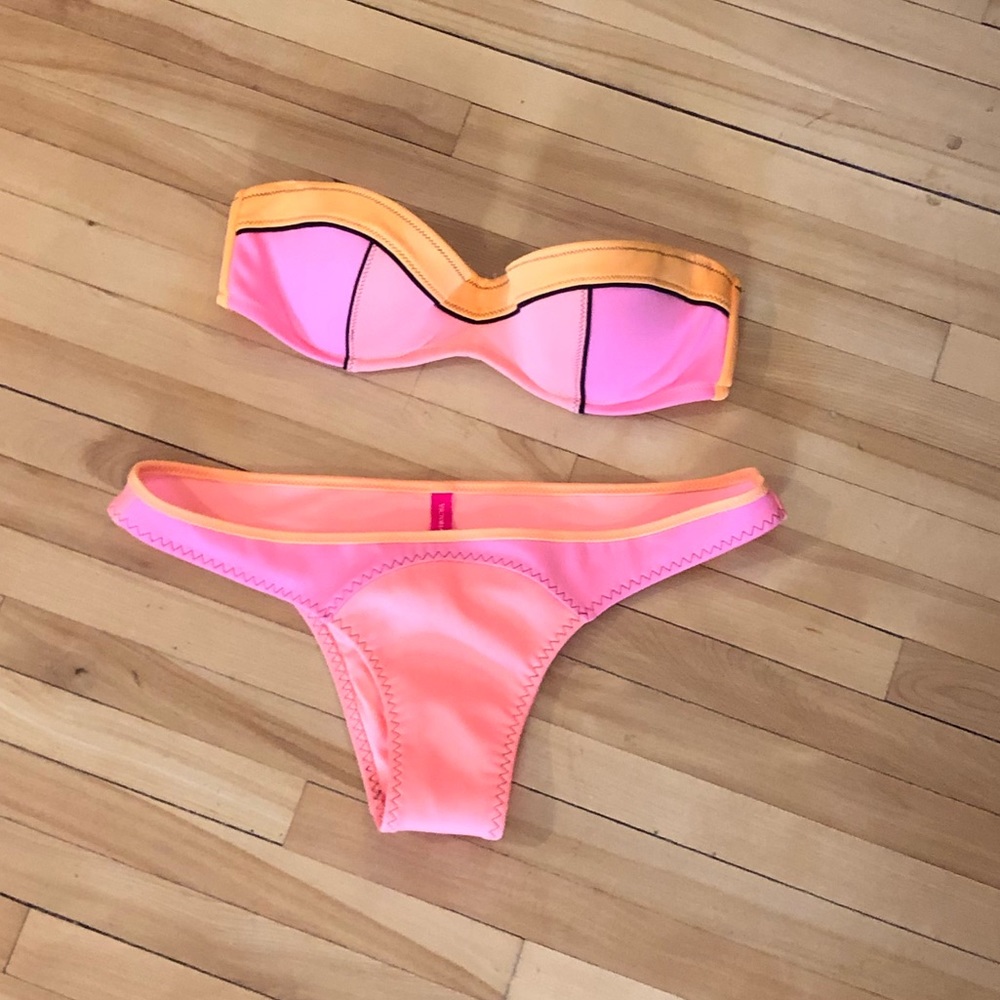 Neon Pink Orange Coral Bikini